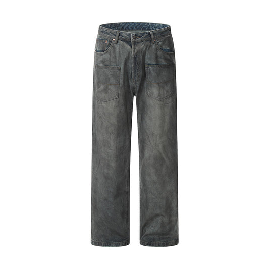 Distressed Loose Dark Blue Denim Jeans Blue PinkLimes Trending Streetwear