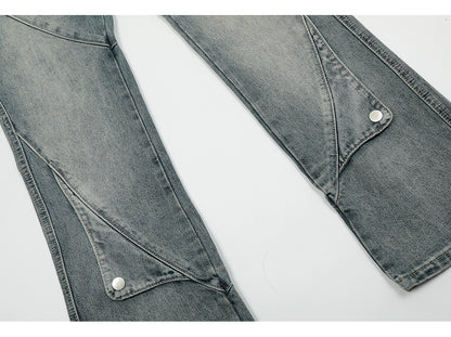 Spliced Pocket Denim Jeans PinkLimes Trending Streetwear
