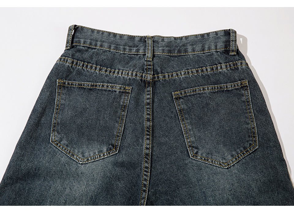 Dark Blue Striped High Waist Jeans PinkLimes Trending Streetwear