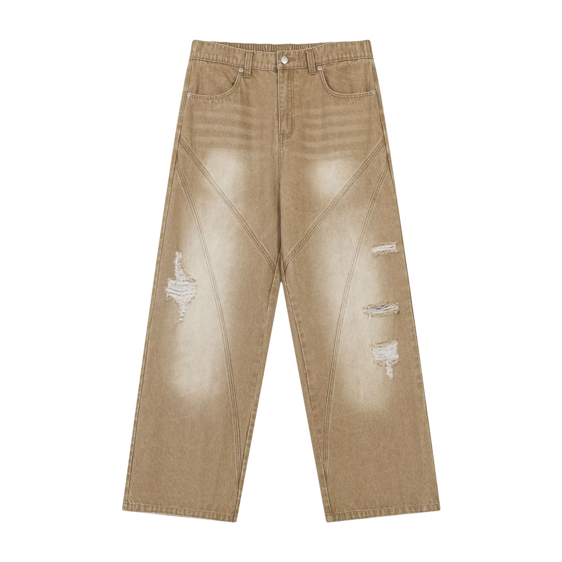 Vintage Washed Baggy Jeans with Ripped Edge PinkLimes Trending Streetwear