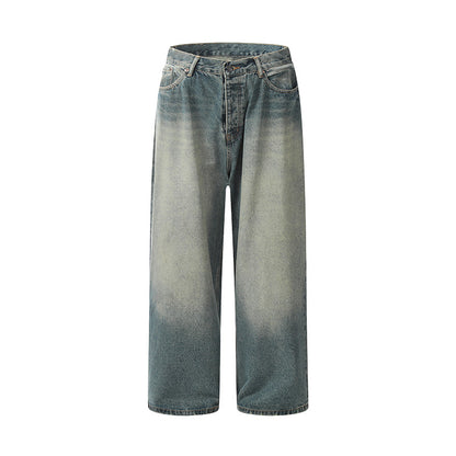 Wide Distressed Washed Jeans Blue PinkLimes Trending Streetwear