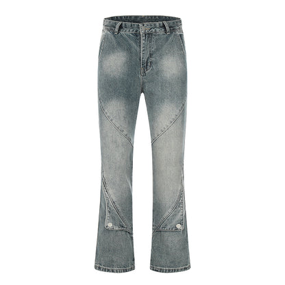 Spliced Pocket Denim Jeans Gray PinkLimes Trending Streetwear