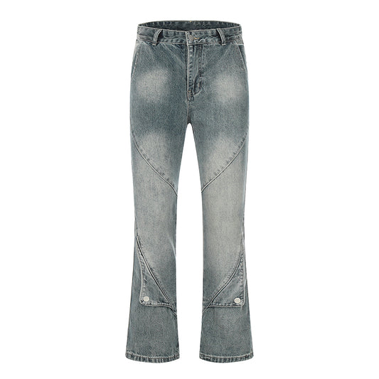Spliced Pocket Denim Jeans Gray PinkLimes Trending Streetwear