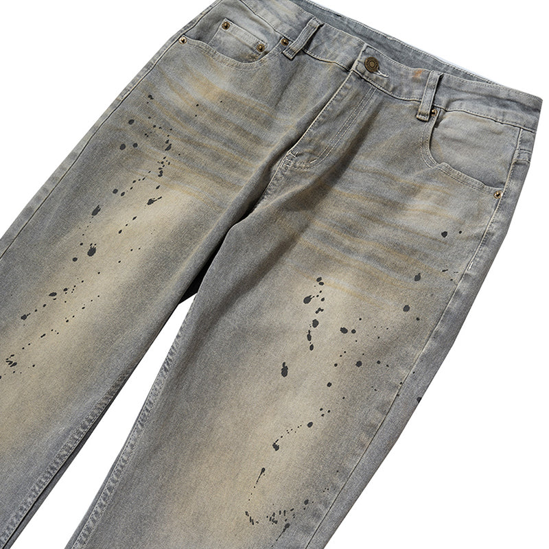 Splash Ink Gray Loose Jeans PinkLimes Trending Streetwear