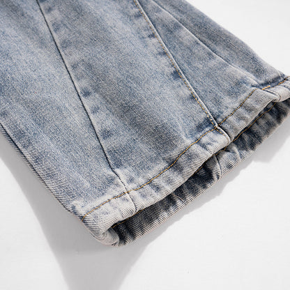 Washed Spiral Stitching Blue Jeans PinkLimes Trending Streetwear