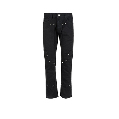 Unisex Studded Black & White Wide-Leg Jeans Black PinkLimes Trending Streetwear