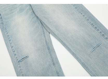 Blue Straight-Leg Ripped Light Jeans PinkLimes Trending Streetwear