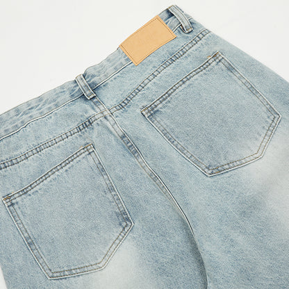 Straight-Leg Ripped Denim Jeans PinkLimes Trending Streetwear