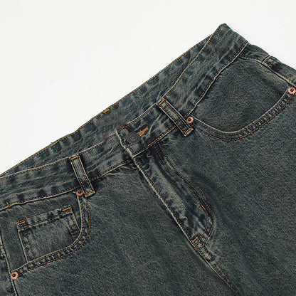 Dark Grey Straight-Leg Loose Jeans PinkLimes Trending Streetwear