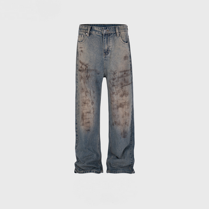 Unisex Splash Paint Wide-Leg Jeans Blue PinkLimes Trending Streetwear