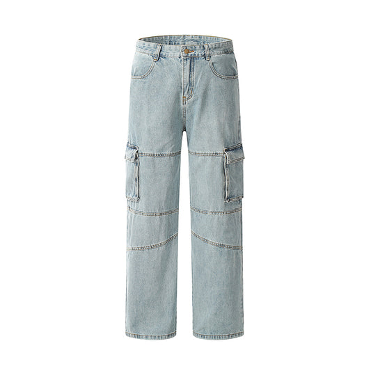 Blue Cargo Jeans Blue PinkLimes Trending Streetwear