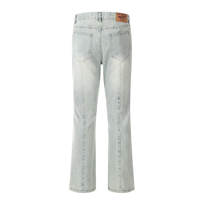 Spliced Light Blue Denim Jeans PinkLimes Trending Streetwear