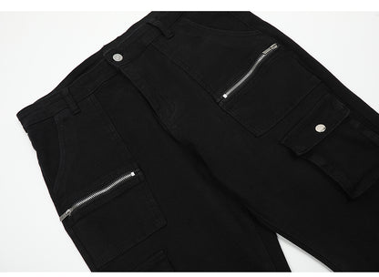 Black Zipper Denim Jeans PinkLimes Trending Streetwear