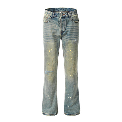 Flared Splash Ink Streetwear Jeans Blue PinkLimes Trending Streetwear