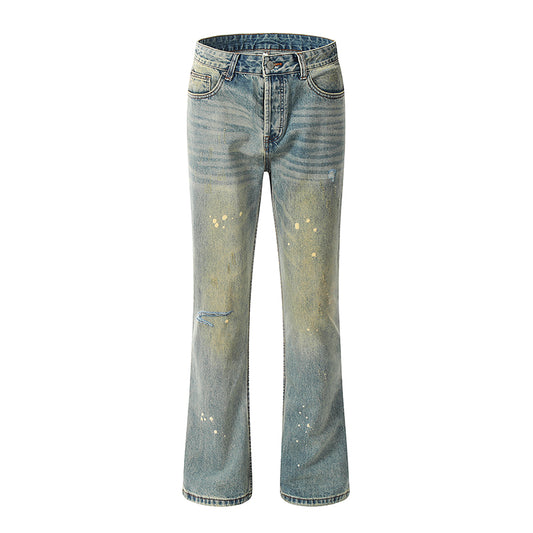 Flared Splash Ink Streetwear Jeans Blue PinkLimes Trending Streetwear