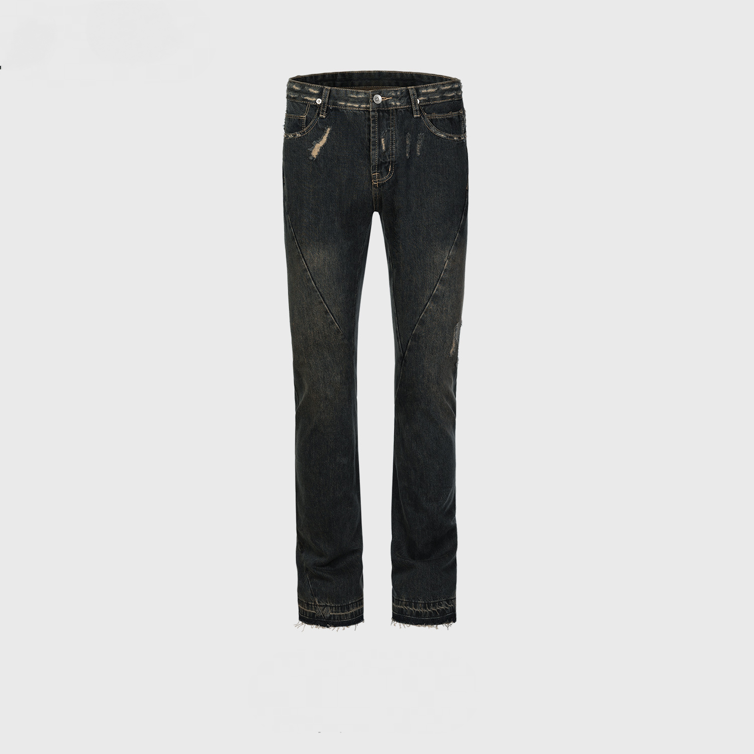 RO Style Mud Dye Spiral Straight Jeans Navy Blue PinkLimes Trending Streetwear