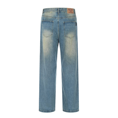 Straight-Leg Blue Denim Jeans PinkLimes Trending Streetwear