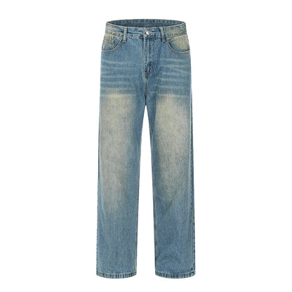 Straight-Leg Blue Denim Jeans Blue PinkLimes Trending Streetwear