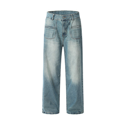 Vintage Style Loose Jeans Blue PinkLimes Trending Streetwear