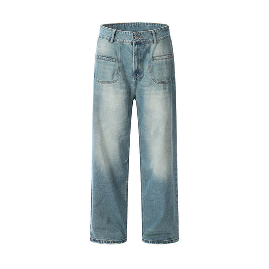 Vintage Style Loose Jeans Blue PinkLimes Trending Streetwear