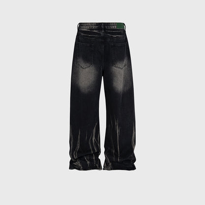Laser‑Texture Loose Jeans PinkLimes Trending Streetwear