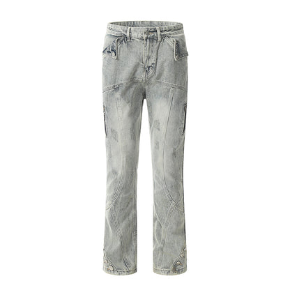 Washed Retro Denim Jeans Gray PinkLimes Trending Streetwear