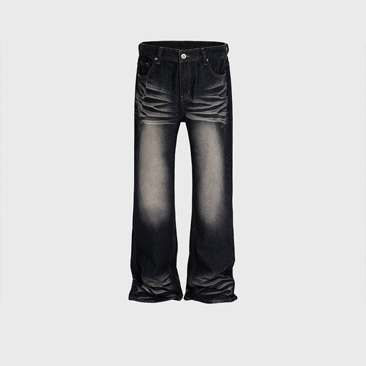 Washed Textured Straight‑Leg Jeans Black PinkLimes Trending Streetwear