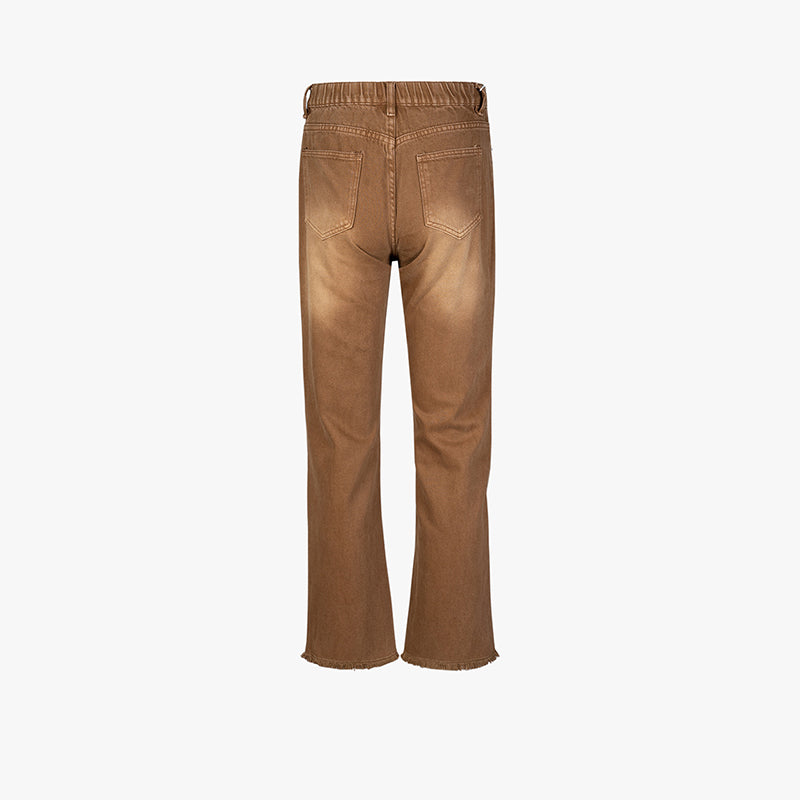 Stretch Waist Washed Brown Jeans PinkLimes Trending Streetwear