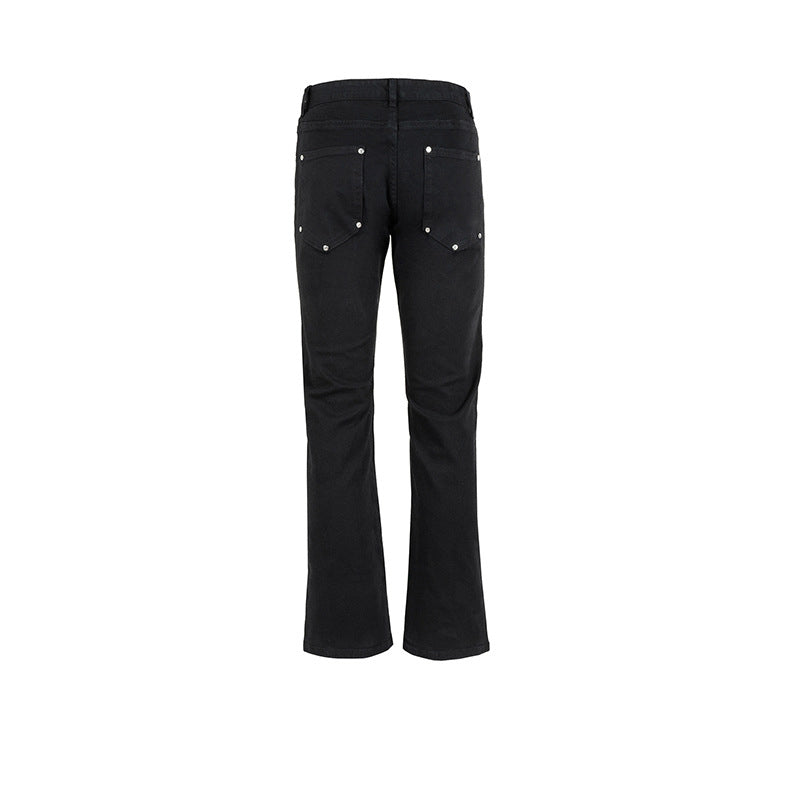 Unisex Studded Black & White Wide-Leg Jeans PinkLimes Trending Streetwear