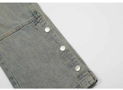 Washed Snap-Hem Straight Leg Jeans PinkLimes Trending Streetwear