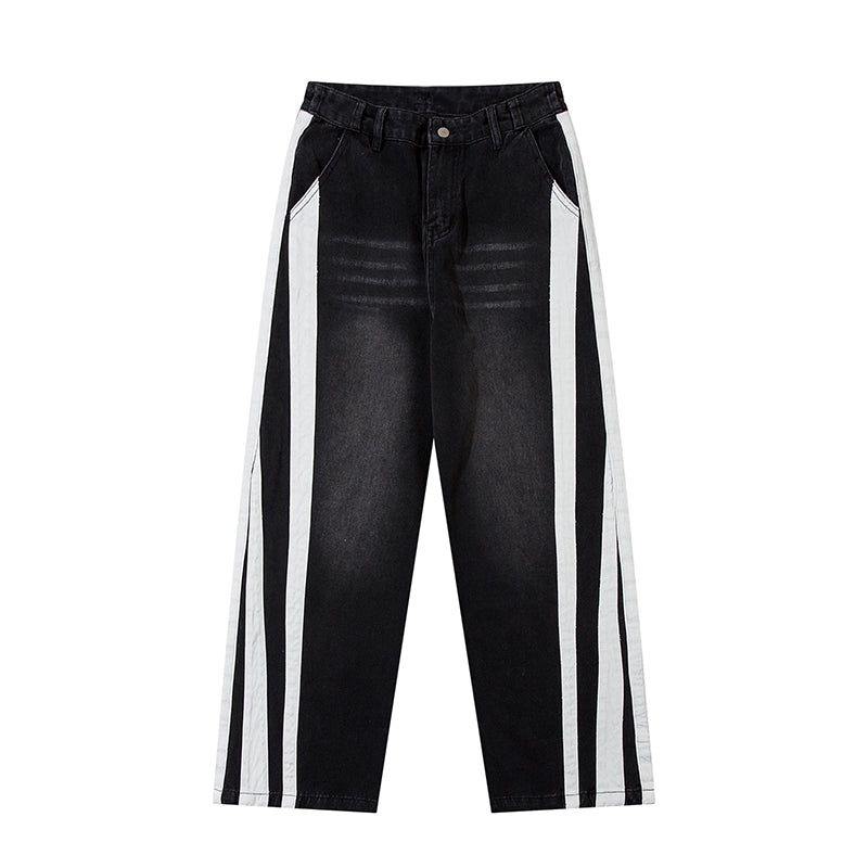 Wide Leg Striped Jeans Black PinkLimes Trending Streetwear