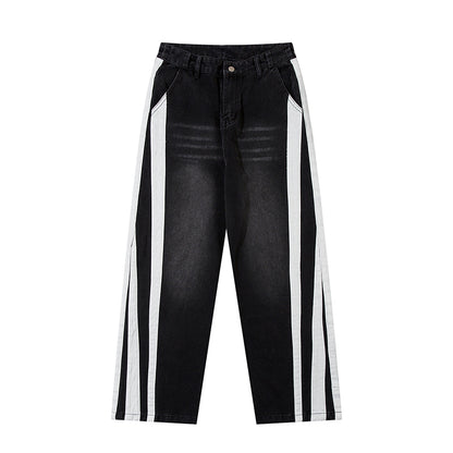 Wide Leg Striped Jeans Black PinkLimes Trending Streetwear