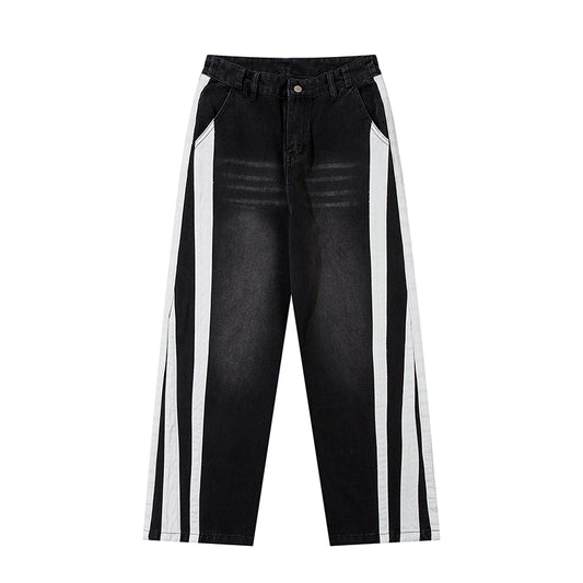 Wide Leg Striped Jeans Black PinkLimes Trending Streetwear