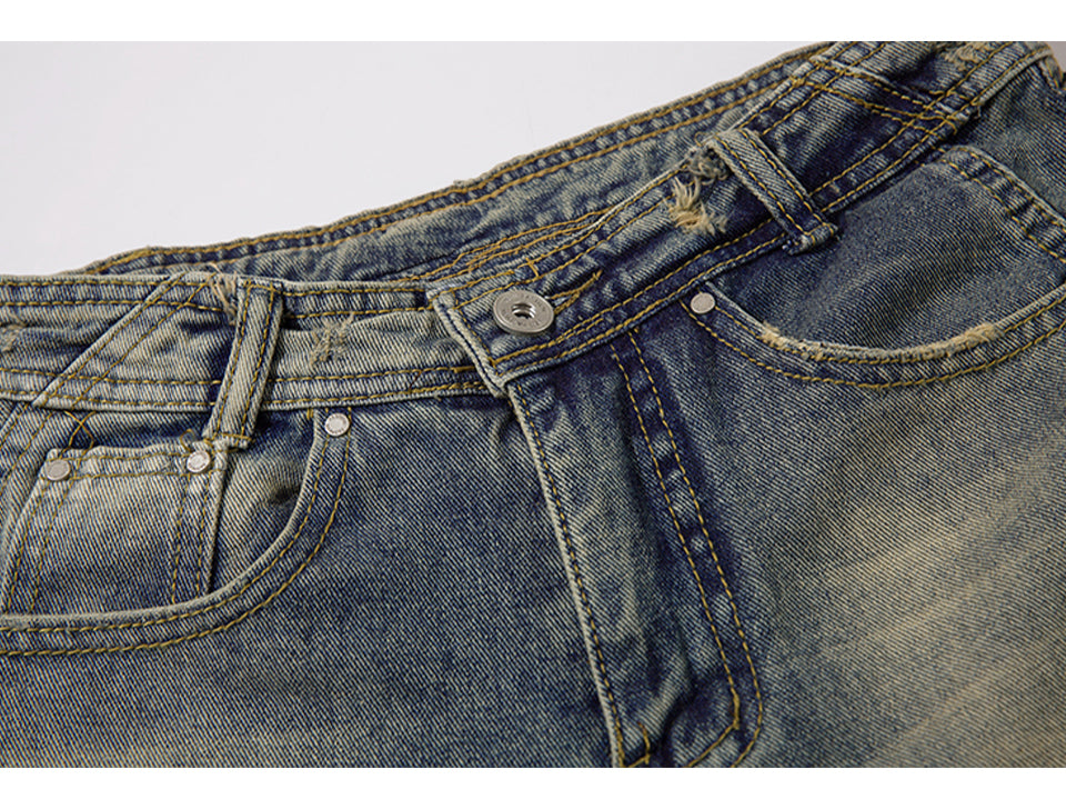 Flared Zip Streetwear Denim Jeans PinkLimes Trending Streetwear
