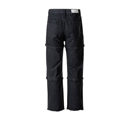 Three-Segment Detachable Zipper Jeans PinkLimes Trending Streetwear