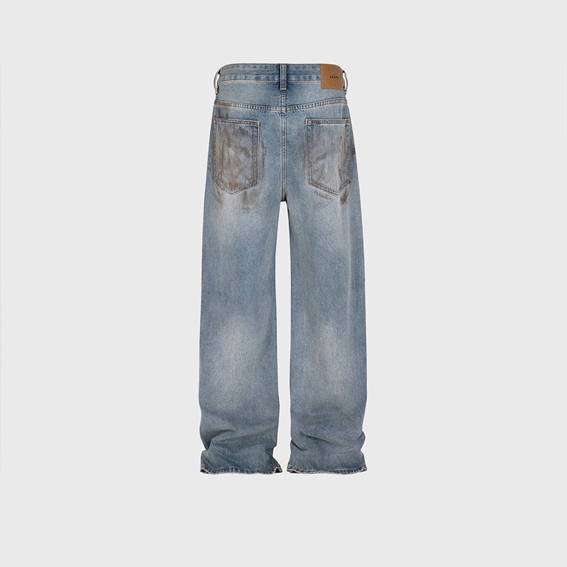 Unisex Splash Paint Wide-Leg Jeans PinkLimes Trending Streetwear