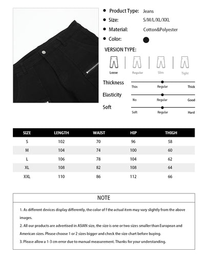Black Zipper Denim Jeans PinkLimes Trending Streetwear