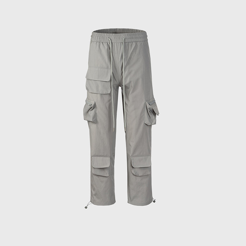 Functional Multi-Pocket Drawstring Cargo Pants Grey PinkLimes Trending Streetwear