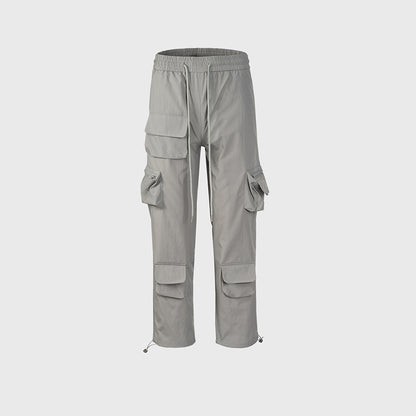 Functional Multi-Pocket Drawstring Cargo Pants Grey PinkLimes Trending Streetwear
