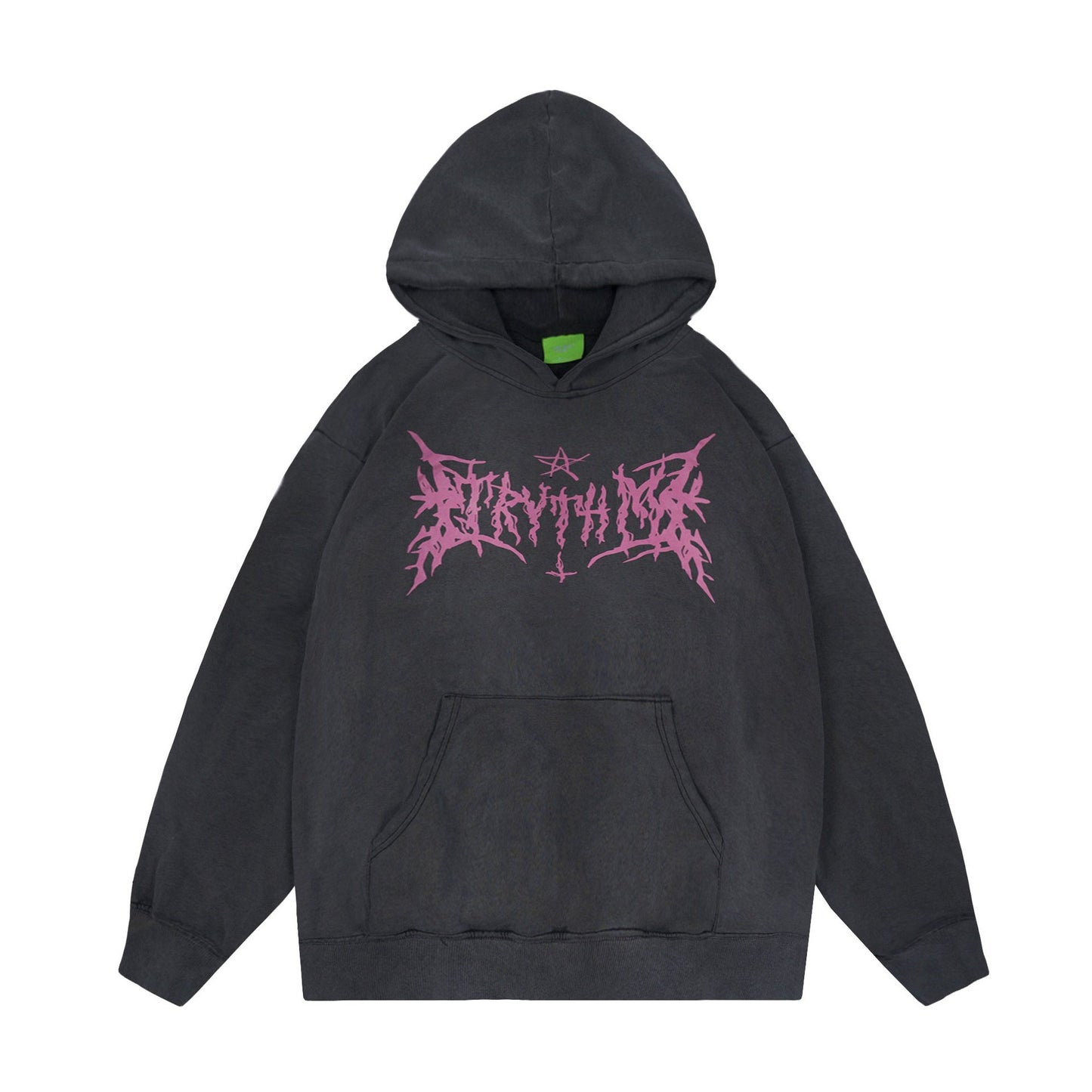 Gothic Print Hoodie Black Shirts & Tops PinkLimes Trending Streetwear