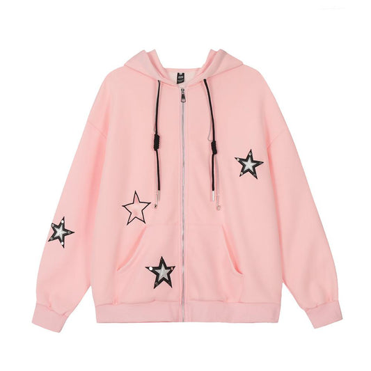 Stars Hoodie Pink PinkLimes Trending Streetwear