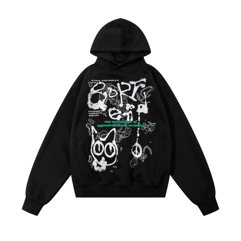Graffiti Hoodie Black Shirts & Tops PinkLimes Trending Streetwear