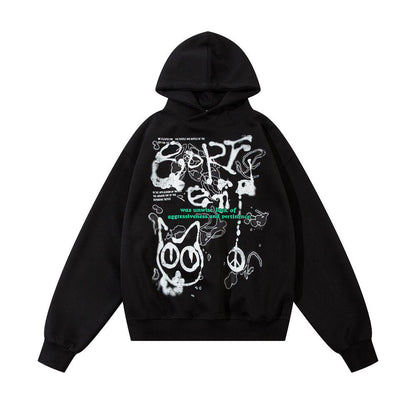 Graffiti Hoodie Black Shirts & Tops PinkLimes Trending Streetwear