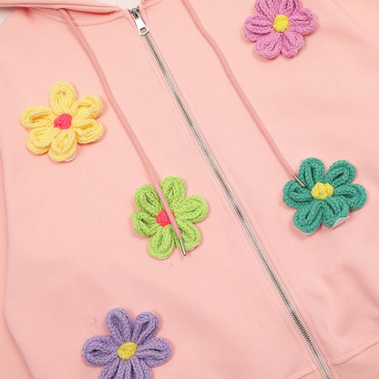 Flower Hoodie Shirts & Tops PinkLimes Trending Streetwear
