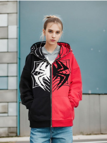 Spider Zip-Up Hoodie Shirts & Tops PinkLimes Trending Streetwear