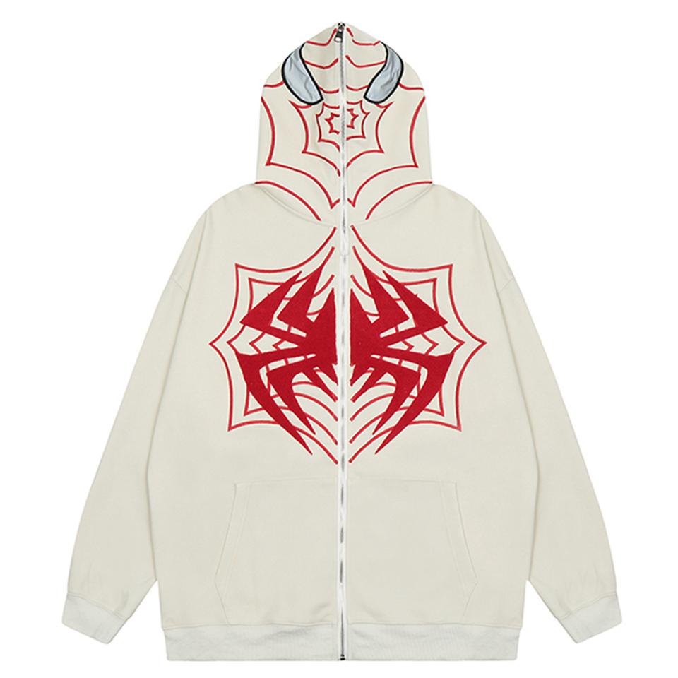 Spider Zip-Up Hoodie Shirts & Tops PinkLimes Trending Streetwear