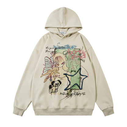 Butterfly Girl Hoodie Beige Shirts & Tops PinkLimes Trending Streetwear