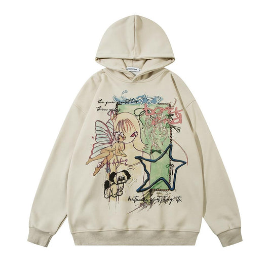 Butterfly Girl Hoodie Beige Shirts & Tops PinkLimes Trending Streetwear