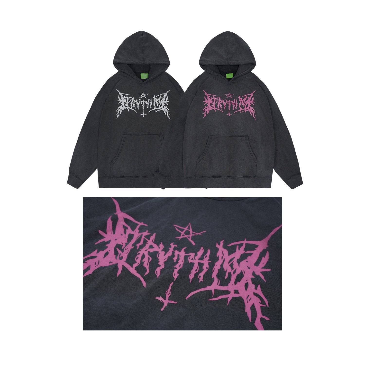Gothic Print Hoodie Shirts & Tops PinkLimes Trending Streetwear