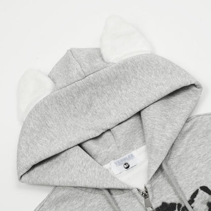 Boss Cat Zip-Up Hoodie Shirts & Tops PinkLimes Trending Streetwear